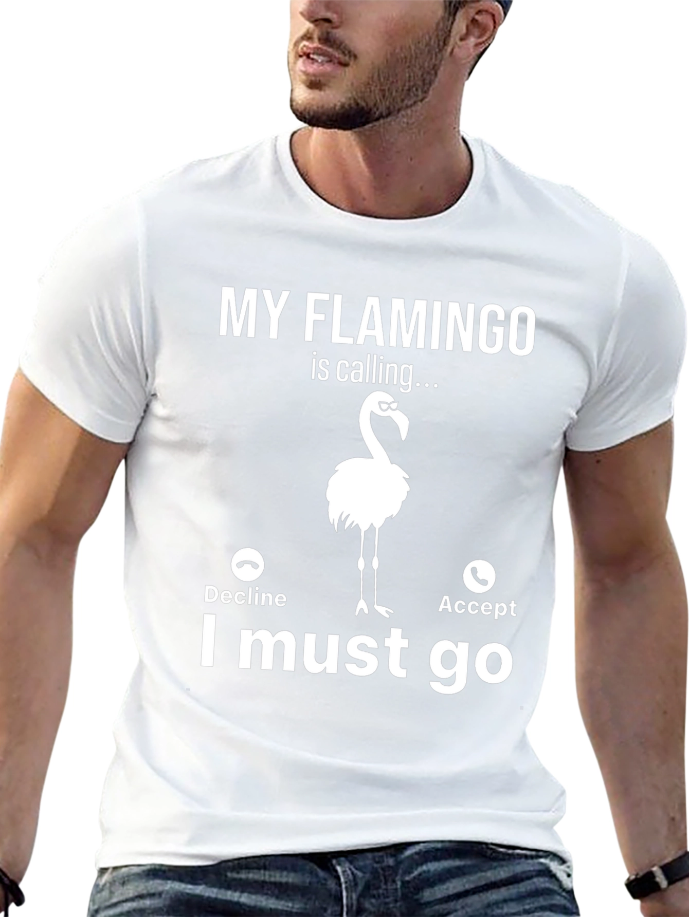 My Flamingo is Calling T-Shirt - Novelty Graphic Tee