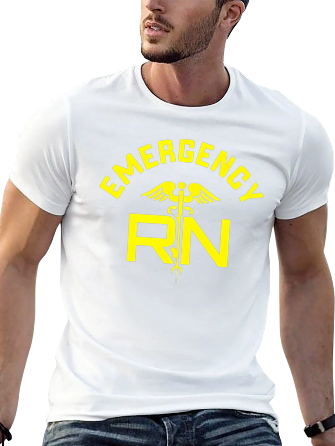 Emergency RN Graphic Tee - Caduceus Symbol Black T-Shirt