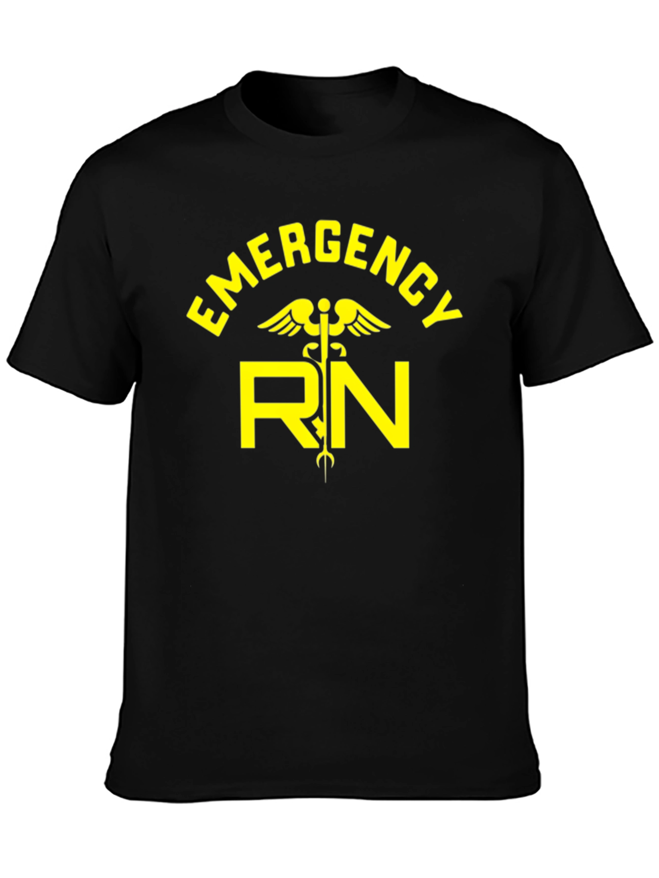 Emergency RN Graphic Tee - Caduceus Symbol Black T-Shirt