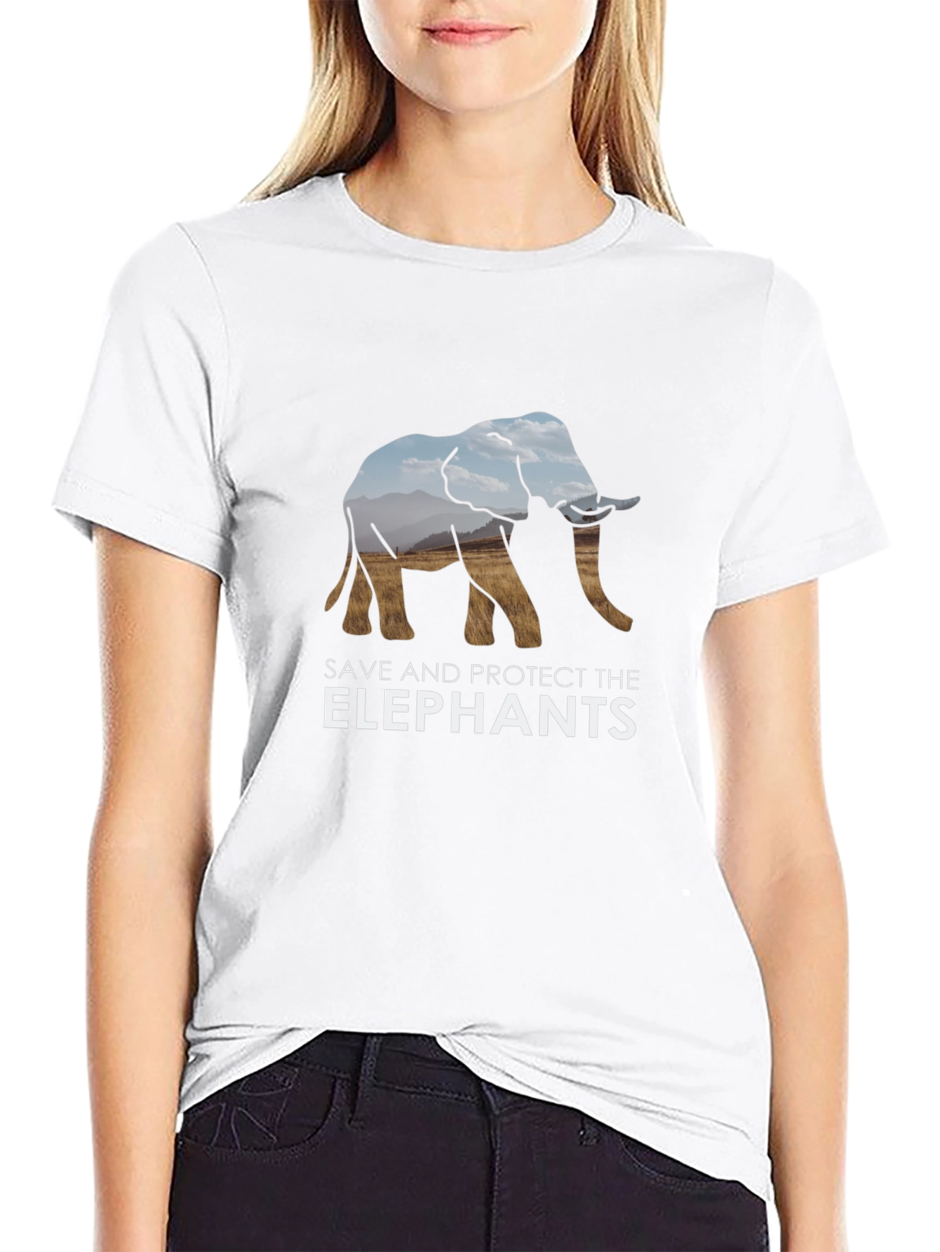 Save The Elephants Graphic Tee - Black
