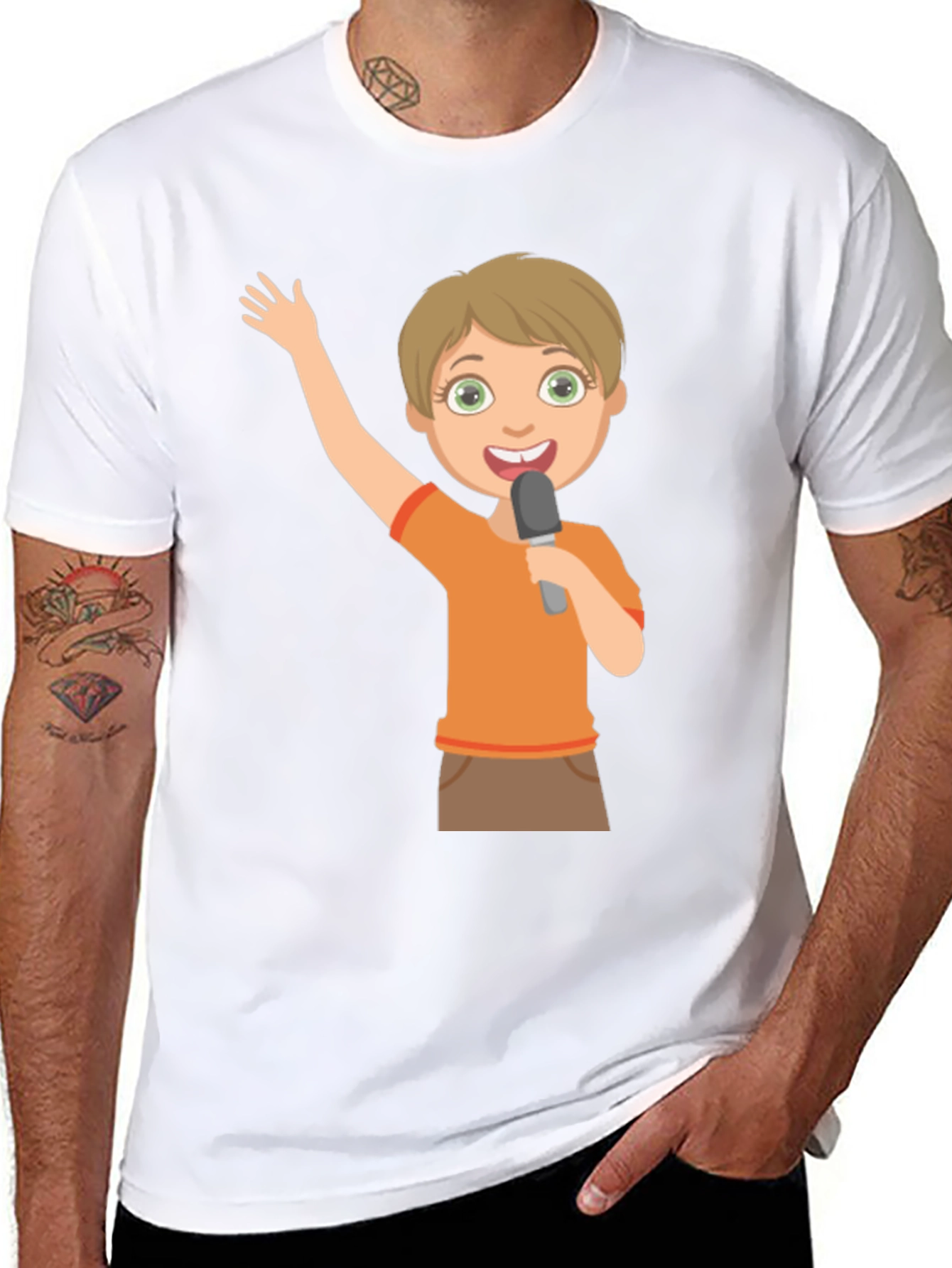 Boy with Microphone Black T-Shirt