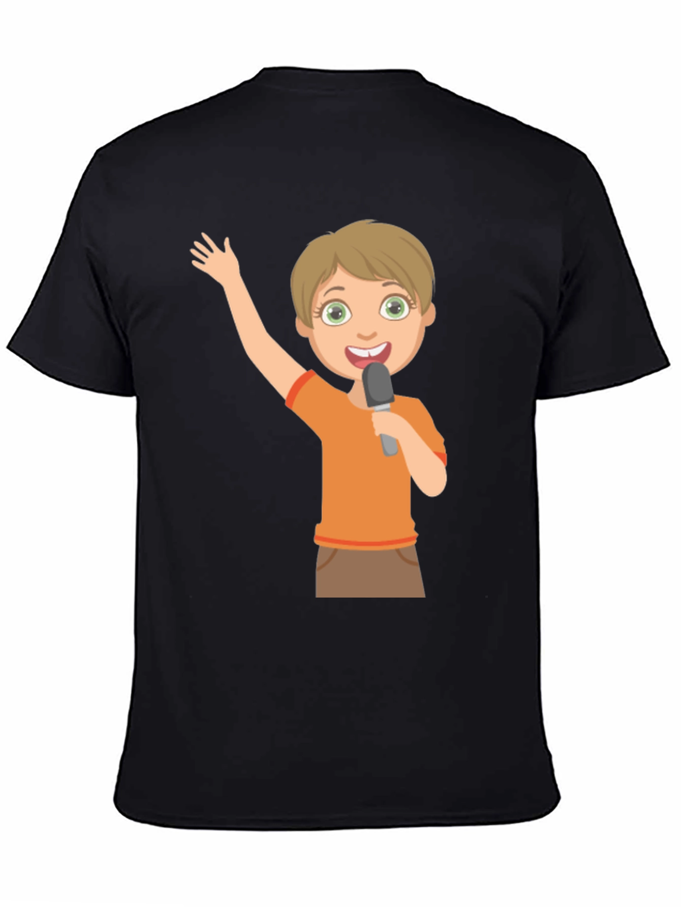 Boy with Microphone Black T-Shirt