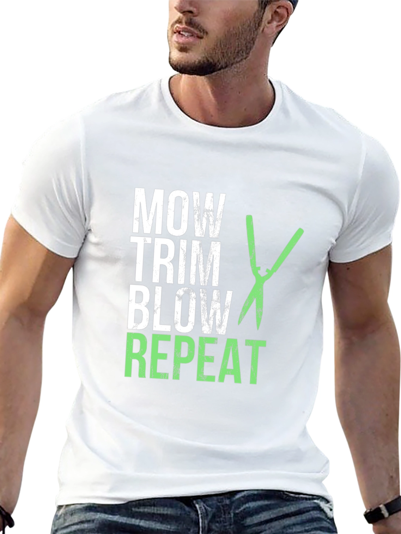 Mow Trim Blow Repeat T-Shirt - Landscaping Humor