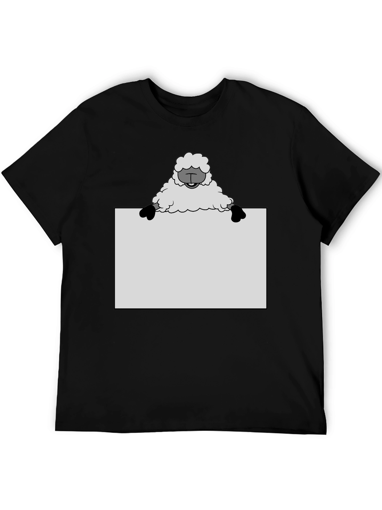 Sheep Holding Sign T-Shirt - Black