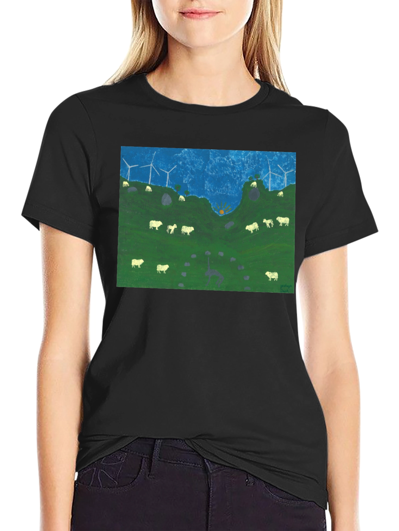 Wind Turbines & Sheep Graphic Tee