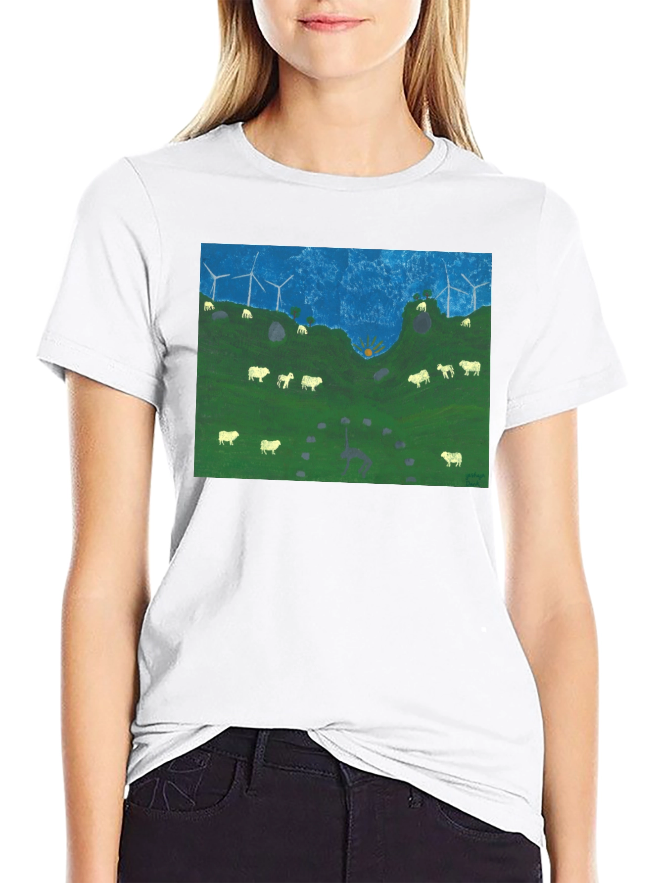 Wind Turbines & Sheep Graphic Tee