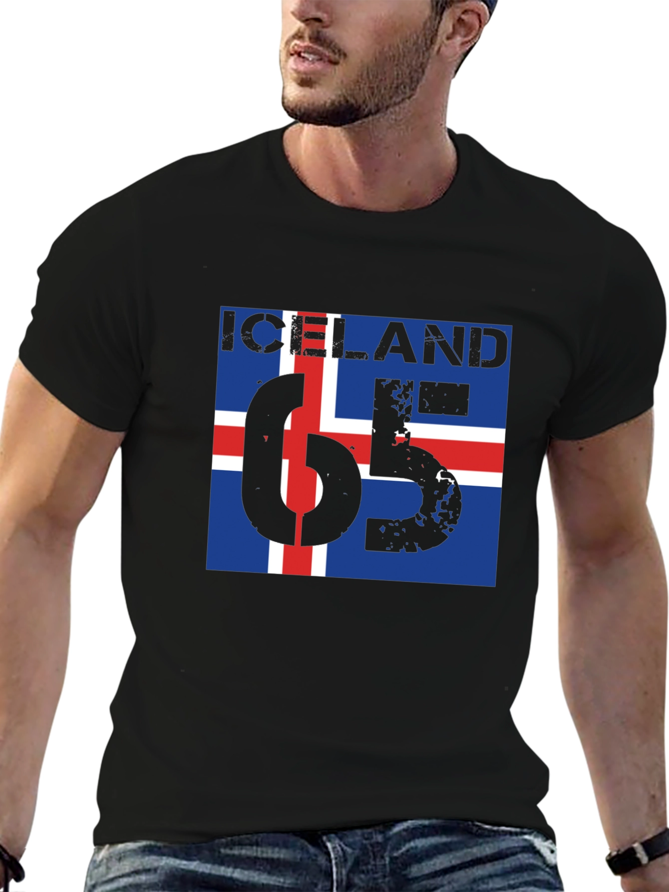 Iceland Flag Graphic T-Shirt - Black