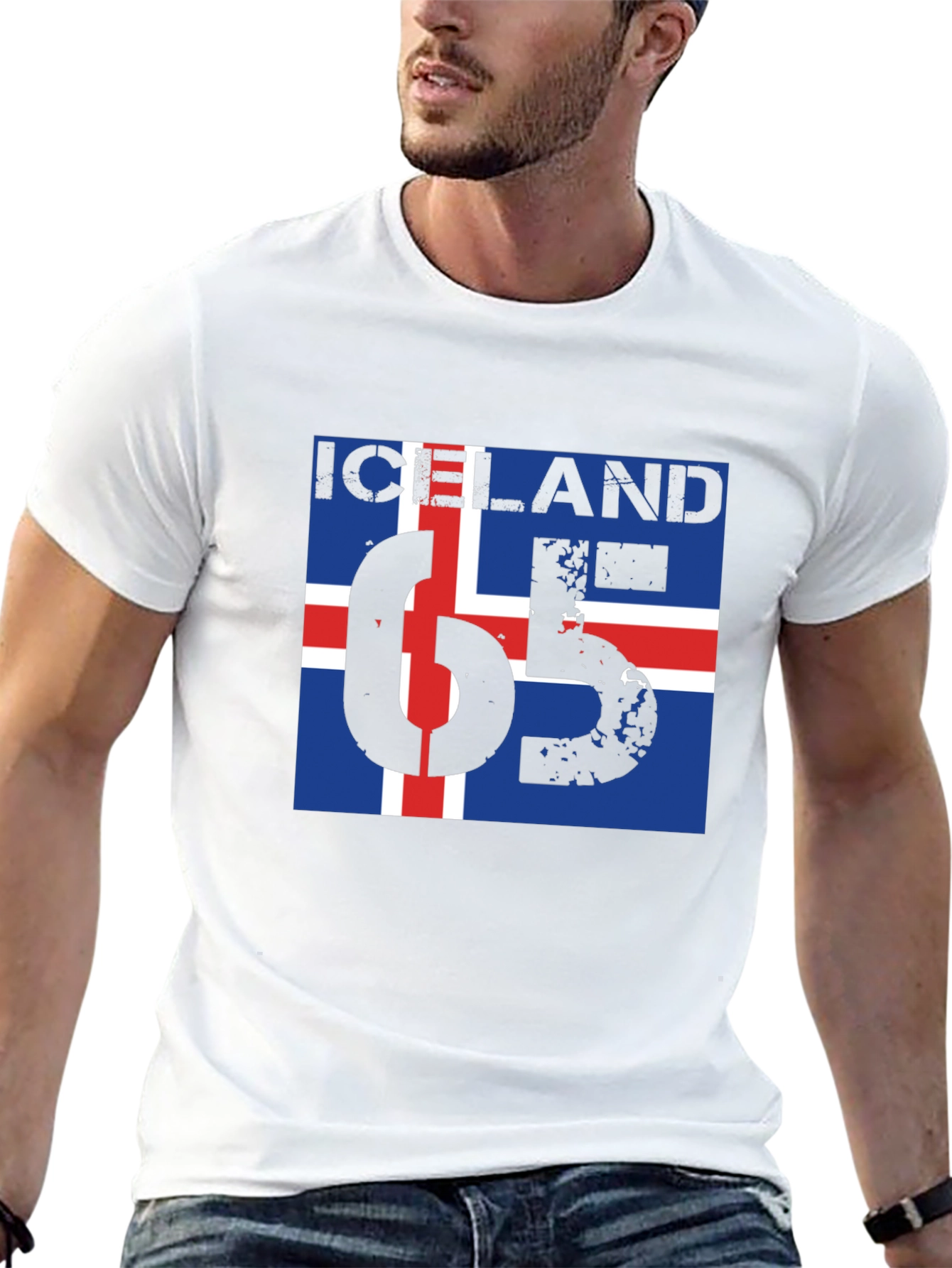 Iceland Flag Graphic T-Shirt - Black