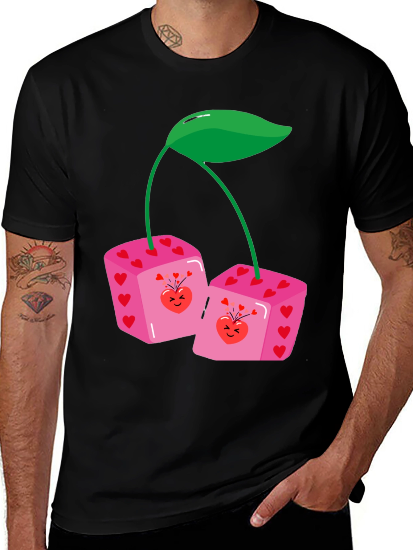 Dice Cherry Graphic Tee - Unique Statement Shirt