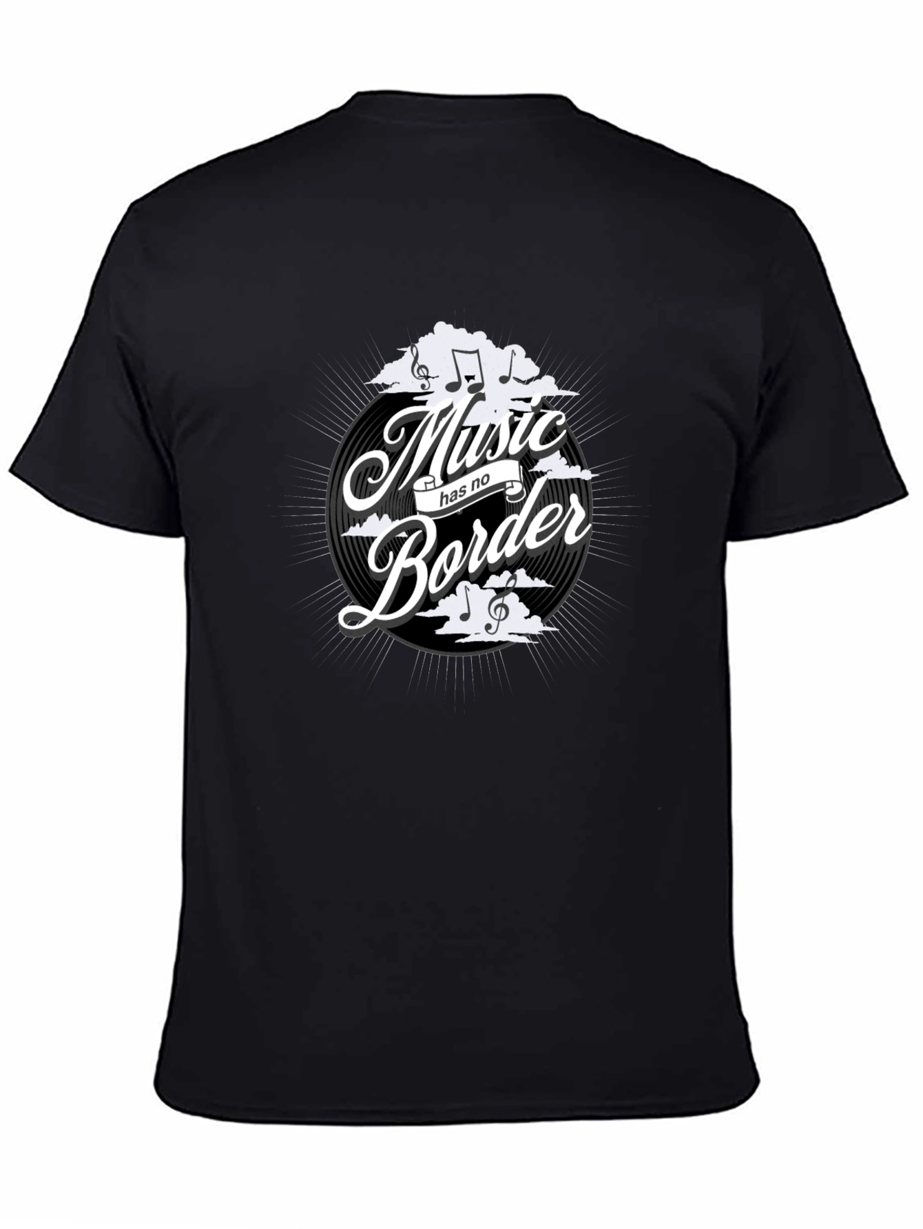 Music Has No Border Black Graphic Tee
