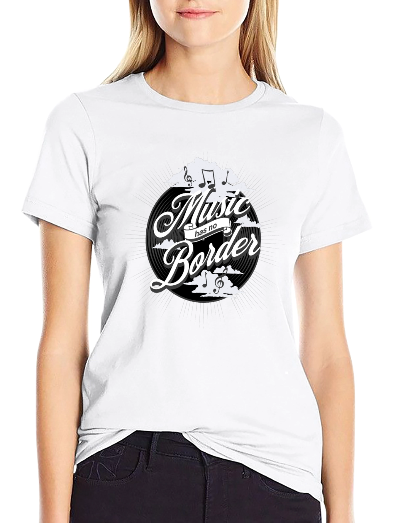 Music Has No Border Black Graphic Tee