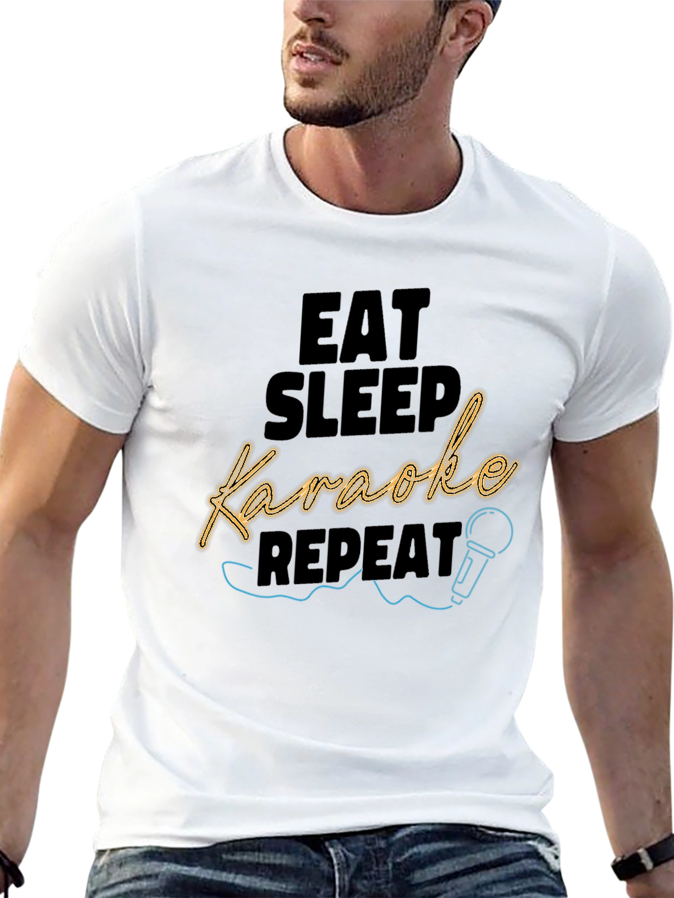 Eat Sleep Karaoke Repeat Black T-Shirt