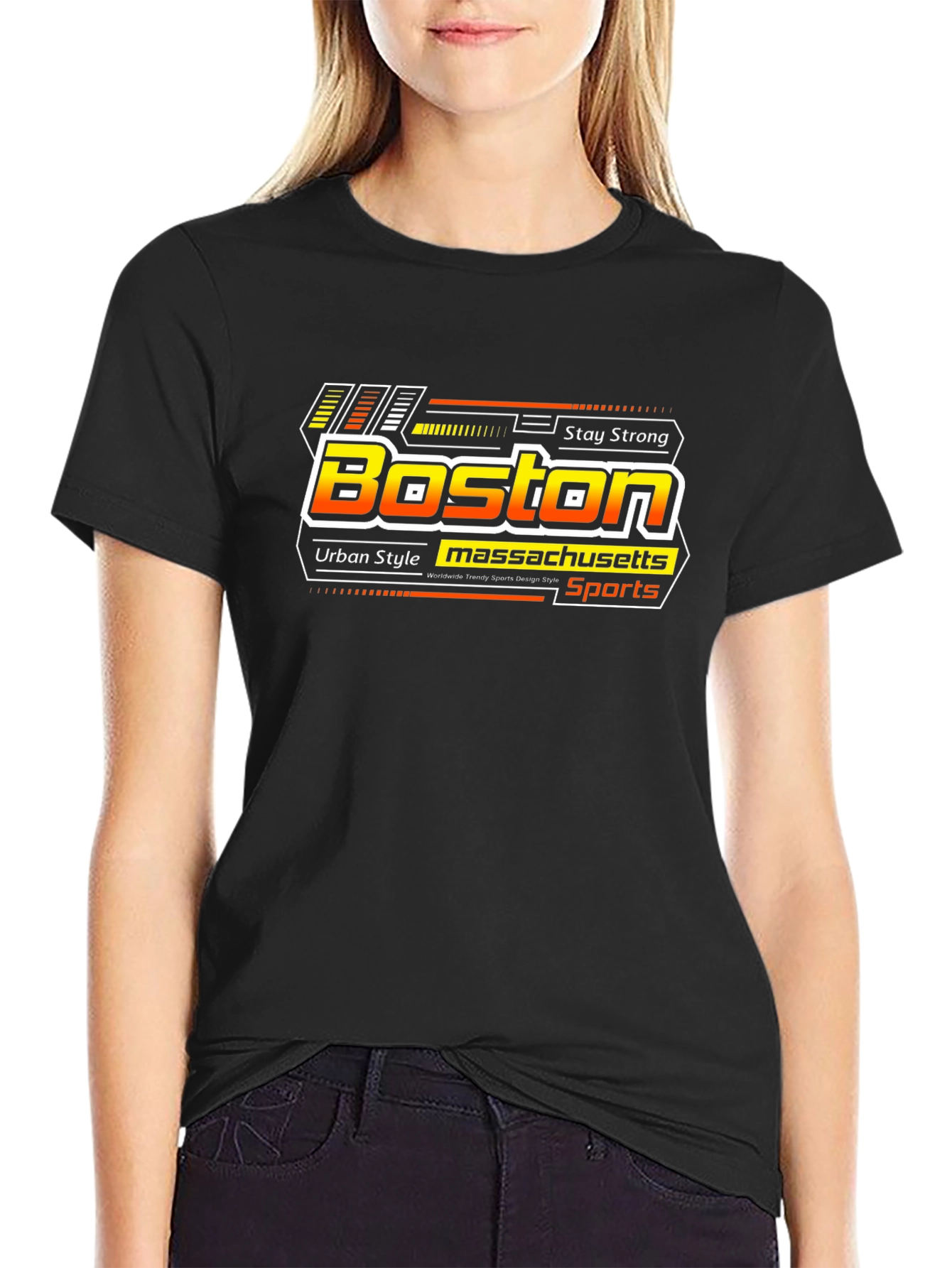 Boston Massachusetts Sports Black T-Shirt