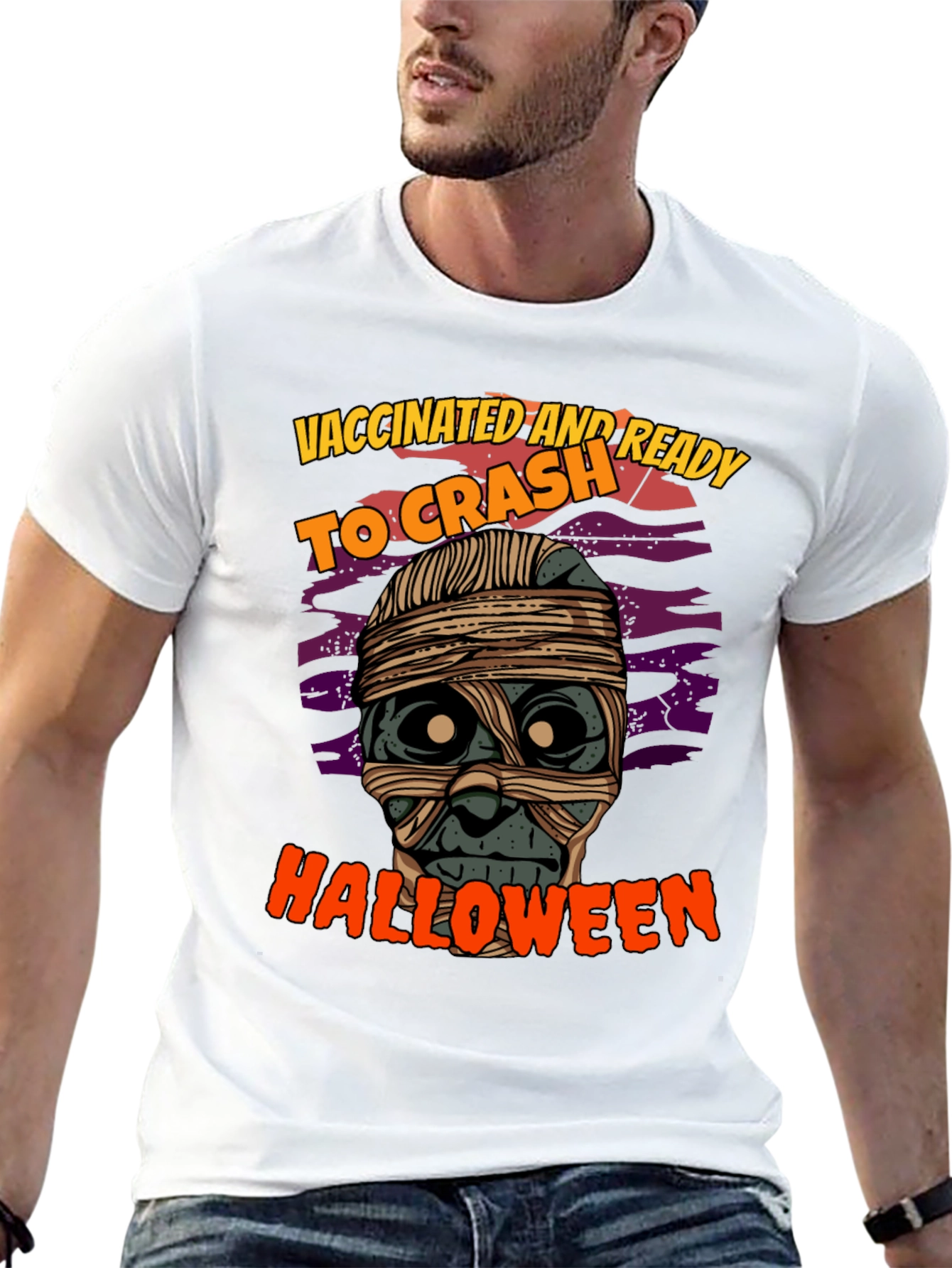 Vaccinated & Ready to Crash Halloween Mummy T-Shirt