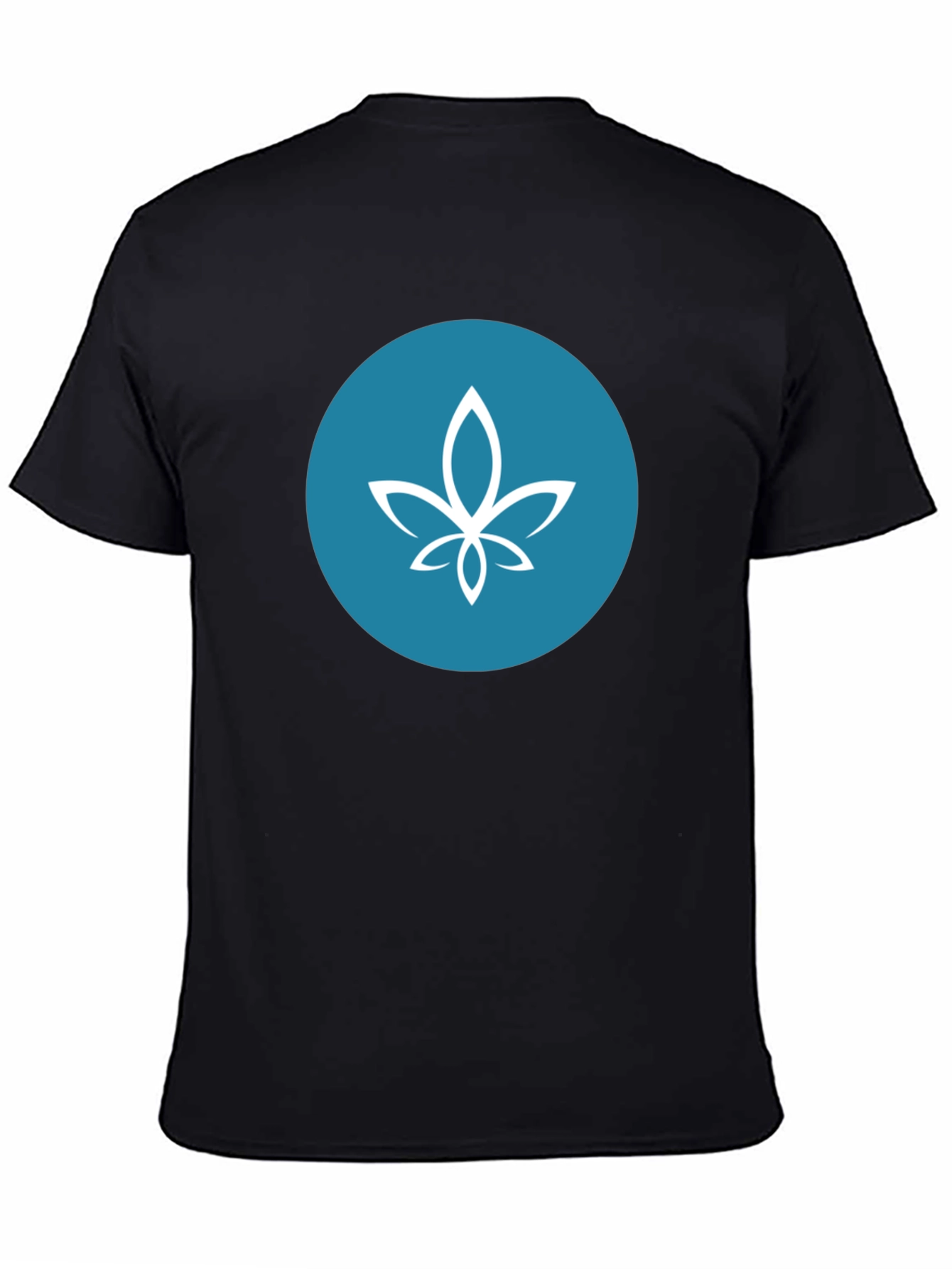 Modern Black Tee with Teal Circle Lotus Design