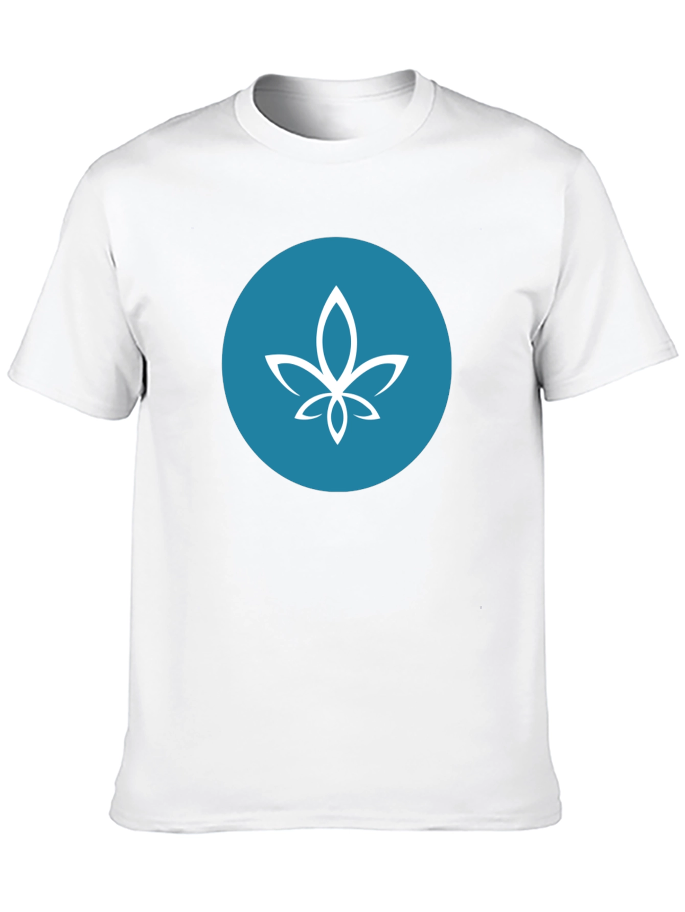Modern Black Tee with Teal Circle Lotus Design