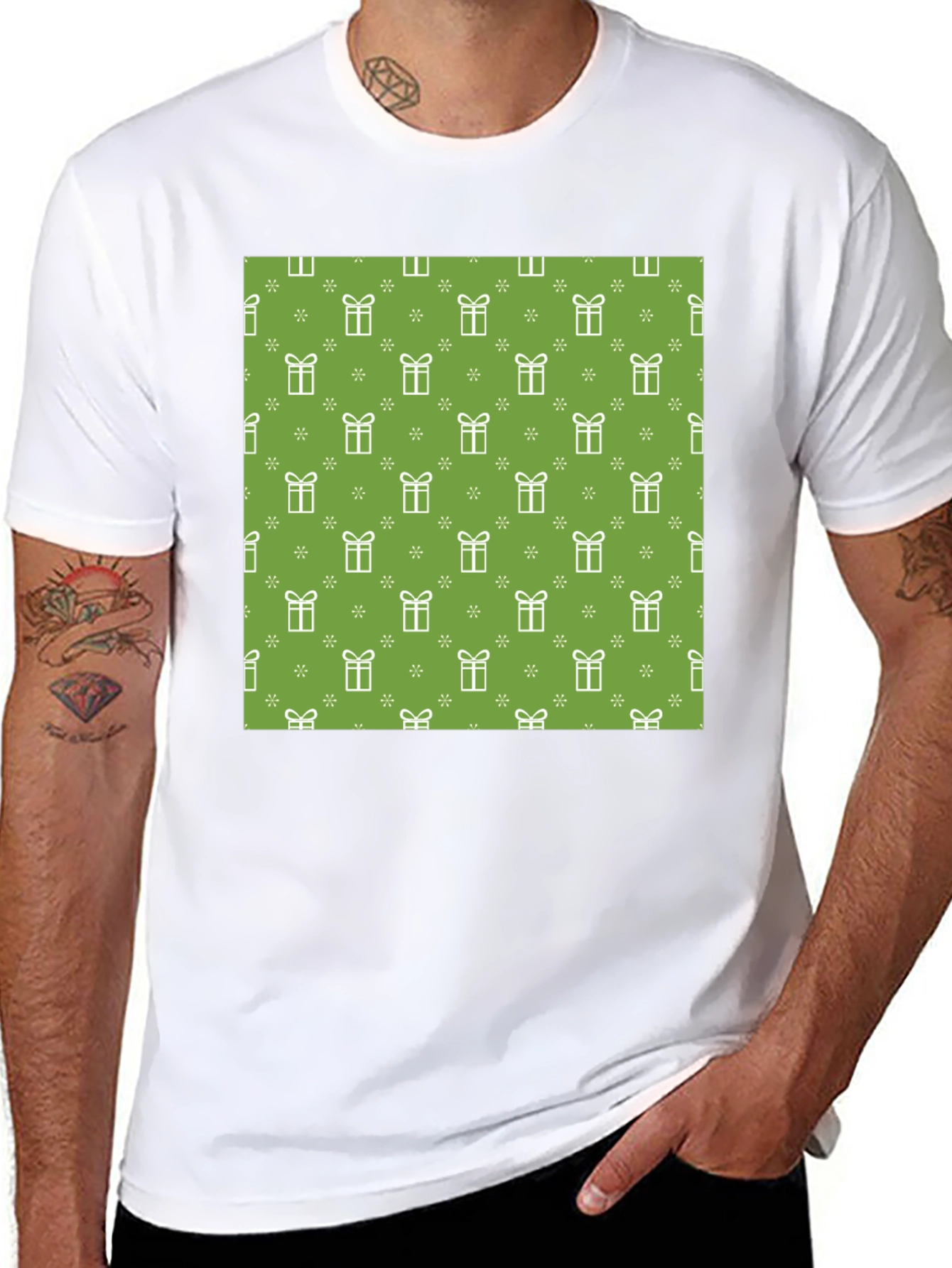 Festive Gift Pattern Tee - Holiday Cheer