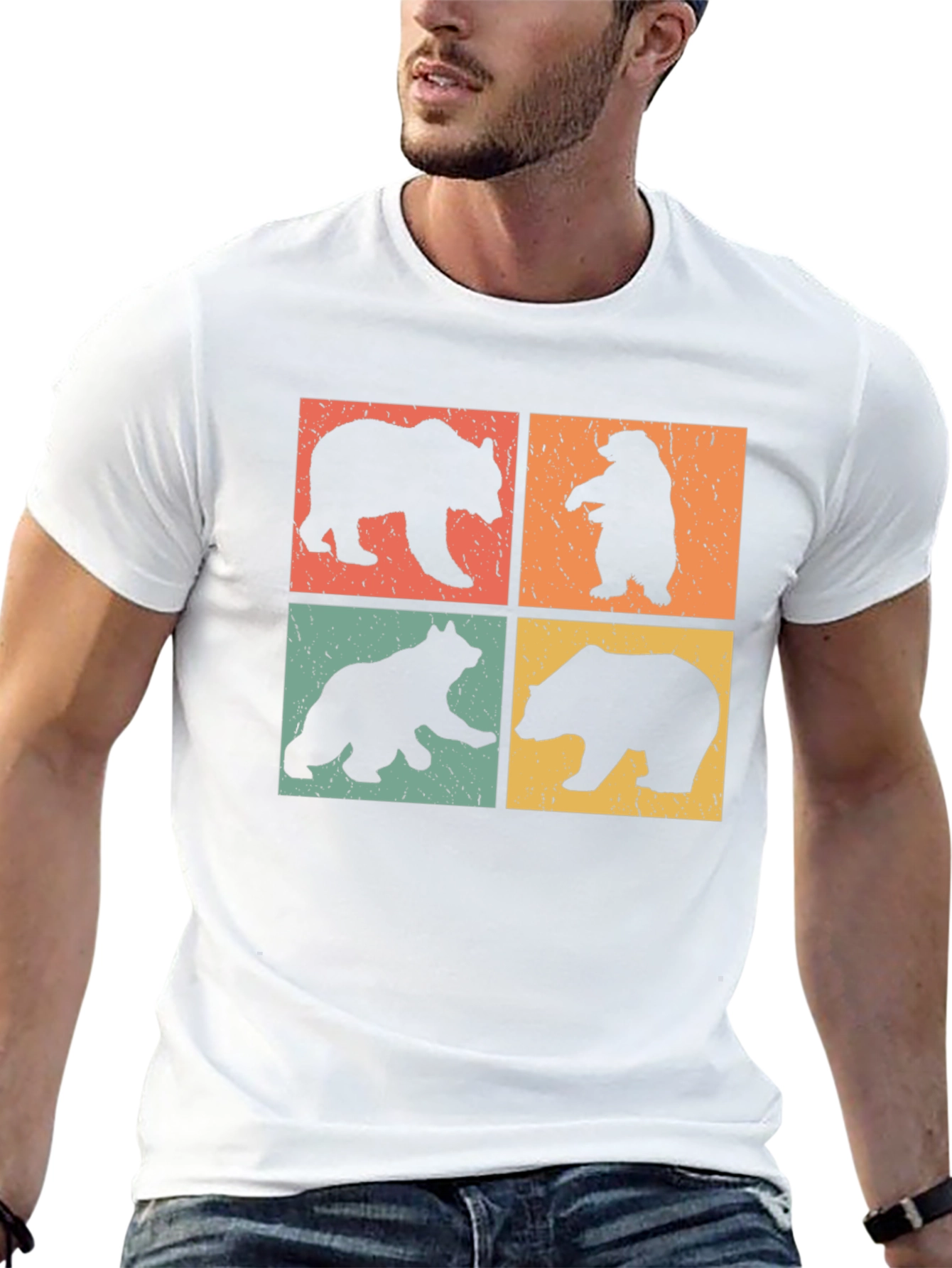 Retro Bear Silhouette T-Shirt - Nature Lover Tee
