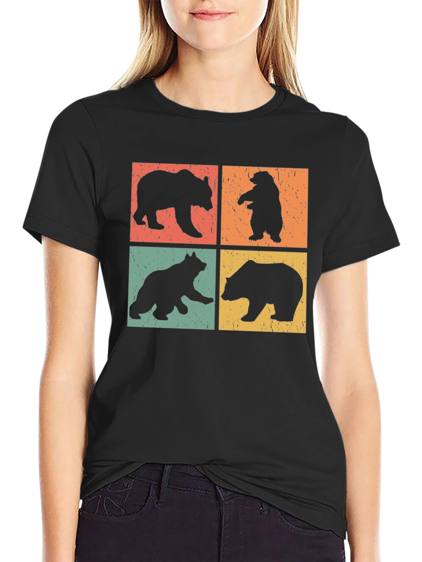 Retro Bear Silhouette T-Shirt - Nature Lover Tee