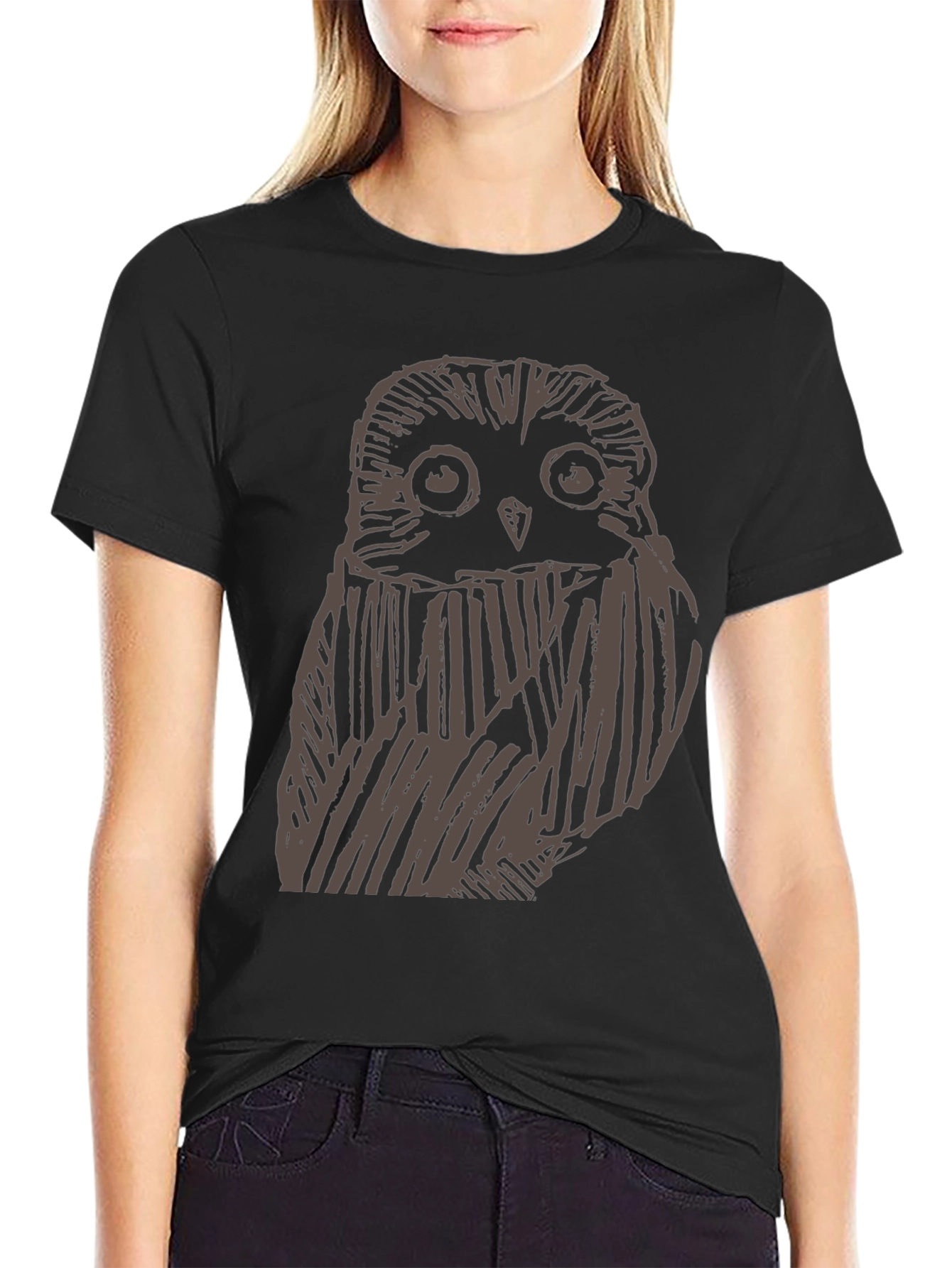 Mens Owl Graphic Print Black T-Shirt