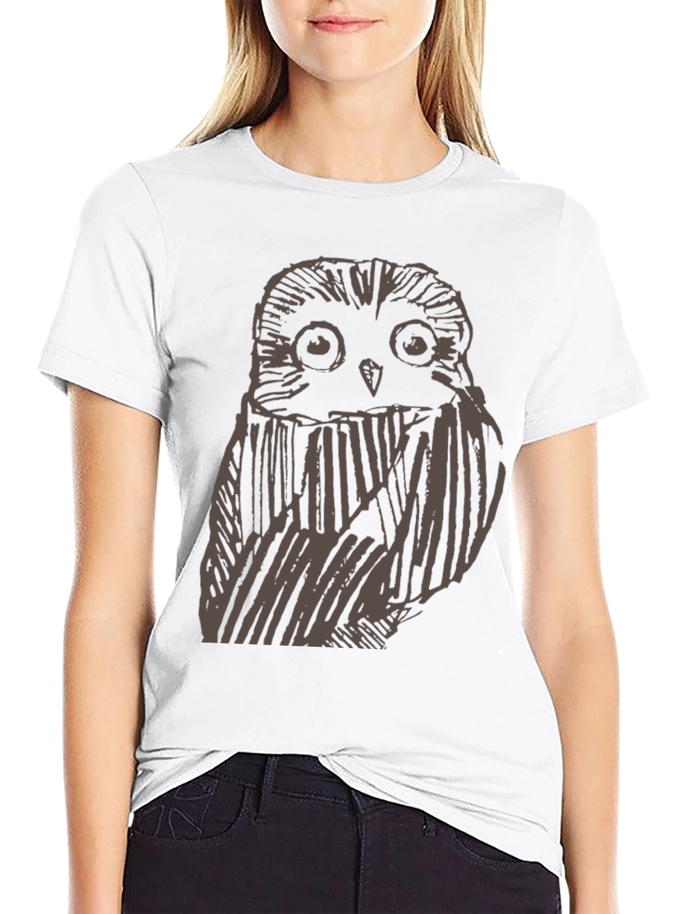 Mens Owl Graphic Print Black T-Shirt