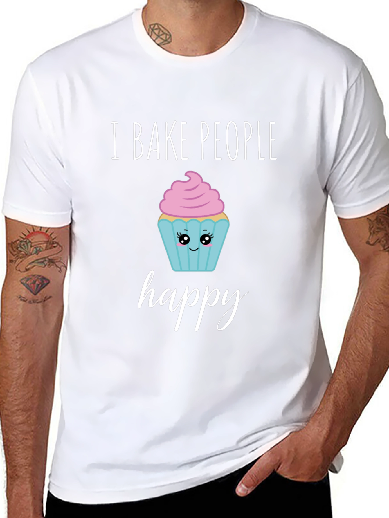 I Bake People Happy T-Shirt - Cute Cupcake Design