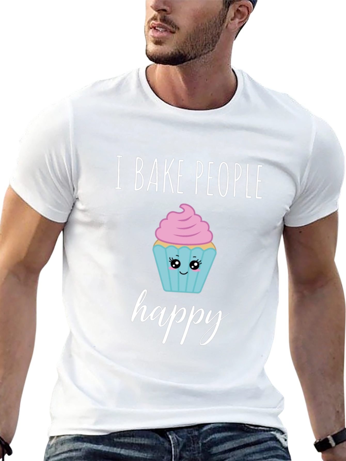I Bake People Happy T-Shirt - Cute Cupcake Design