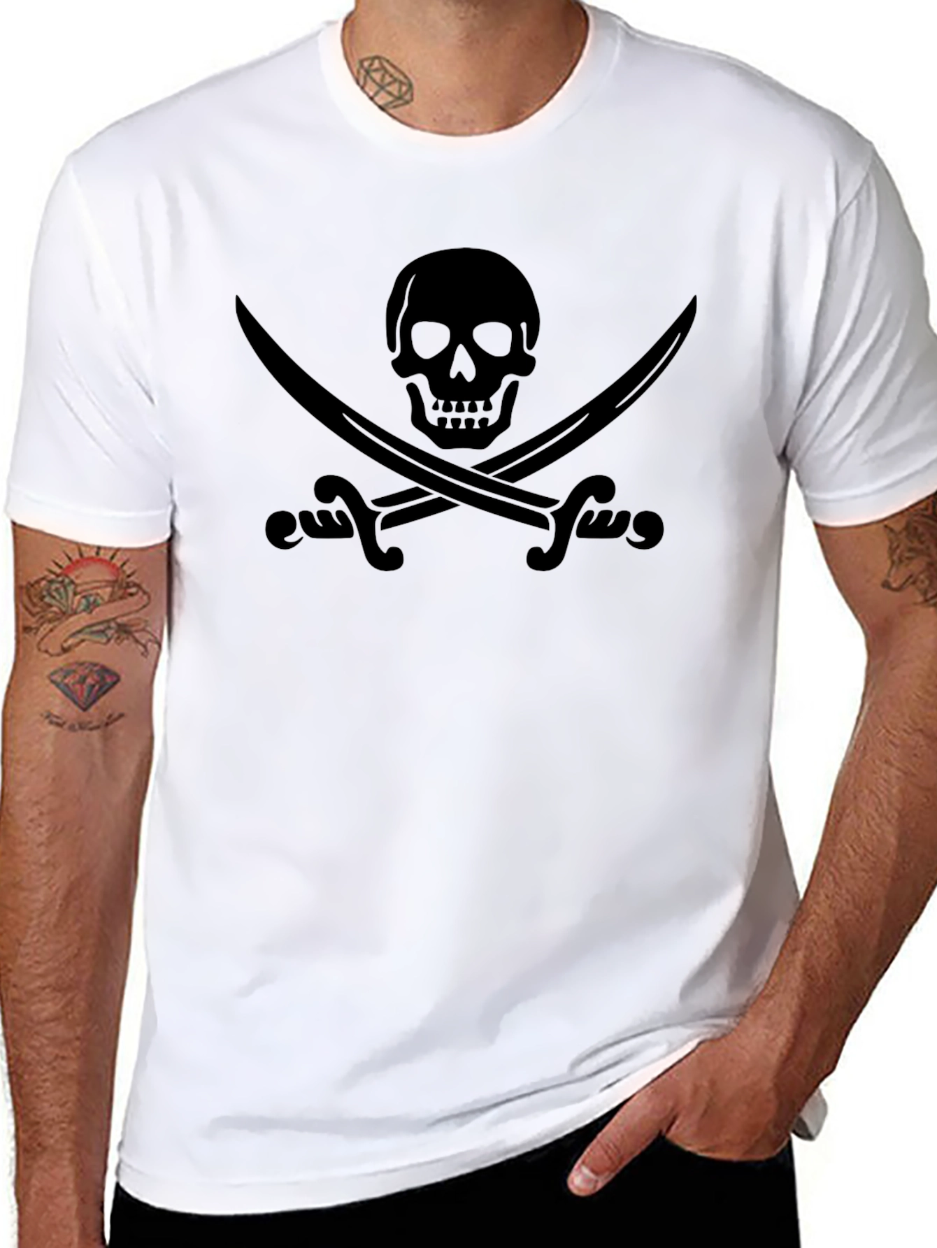 Skull & Crossed Swords Black Graphic T-Shirt