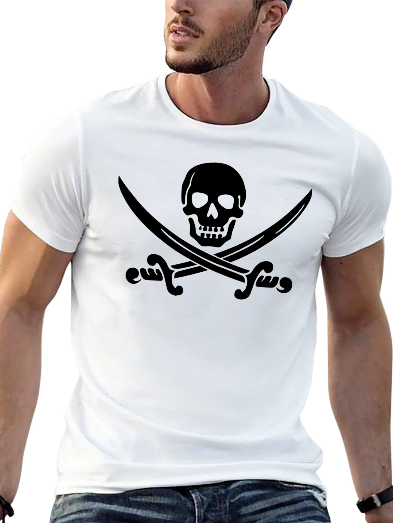 Skull & Crossed Swords Black Graphic T-Shirt
