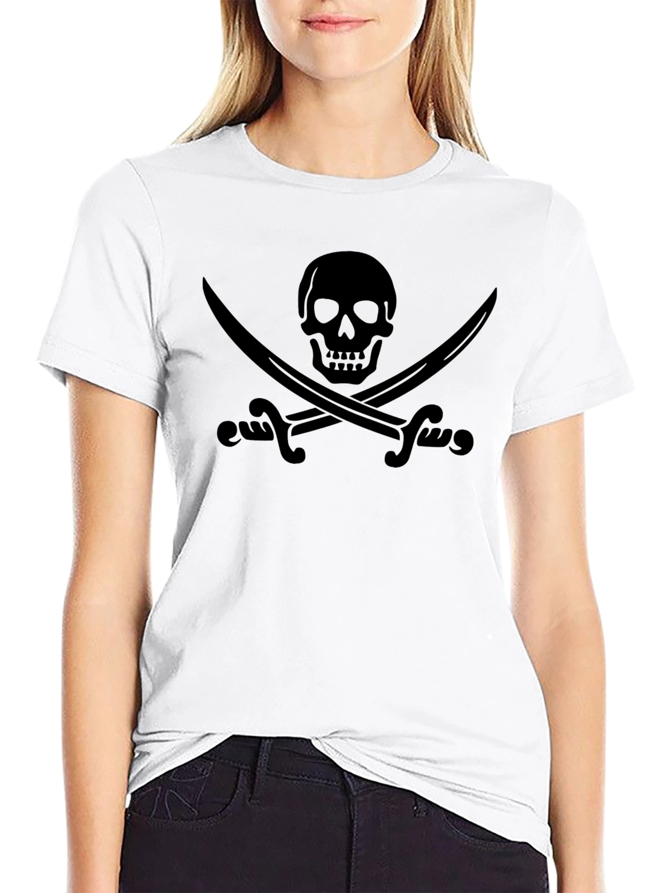 Skull & Crossed Swords Black Graphic T-Shirt
