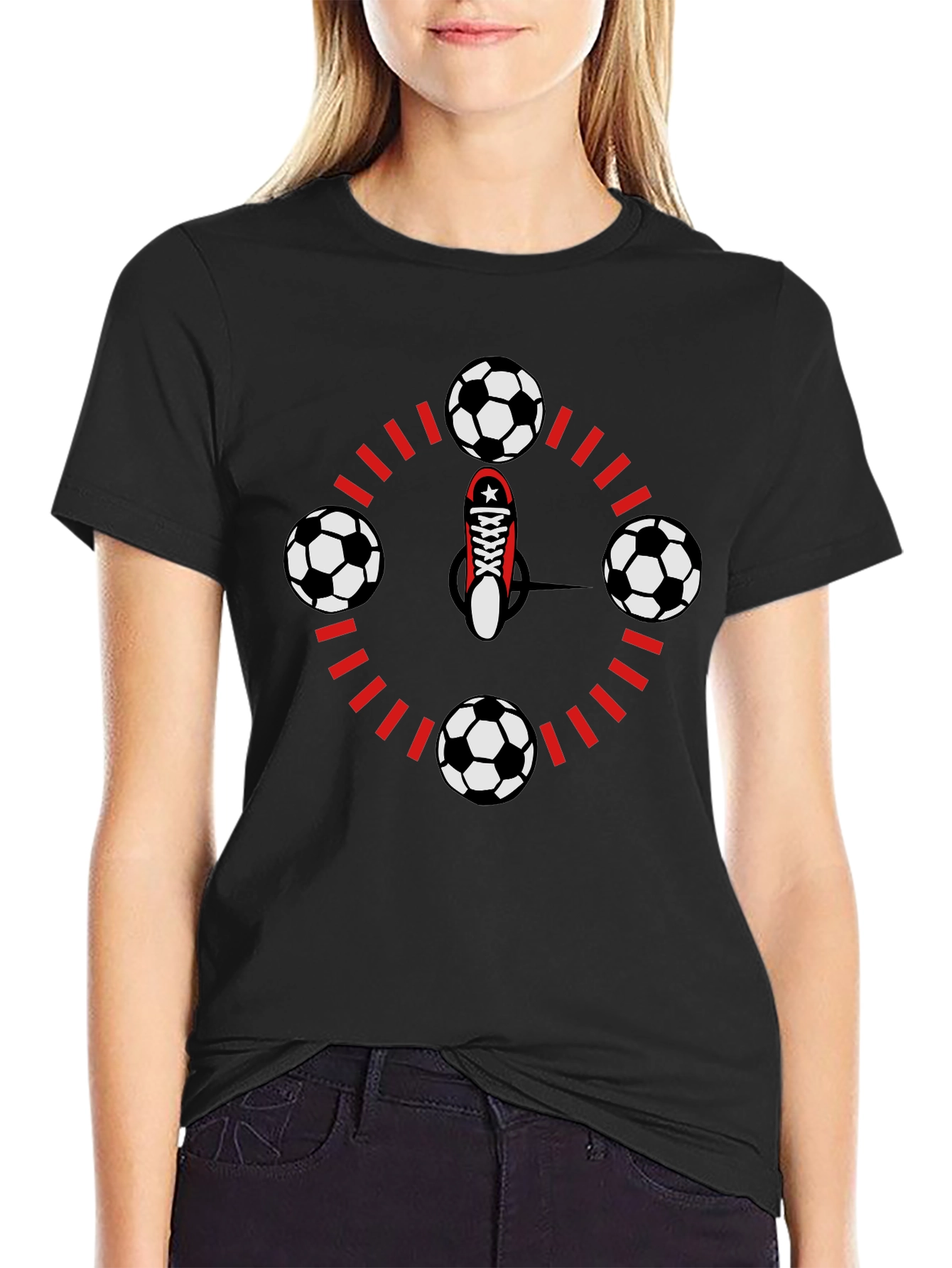 Soccer Time T-Shirt - Red & Black Graphic Tee