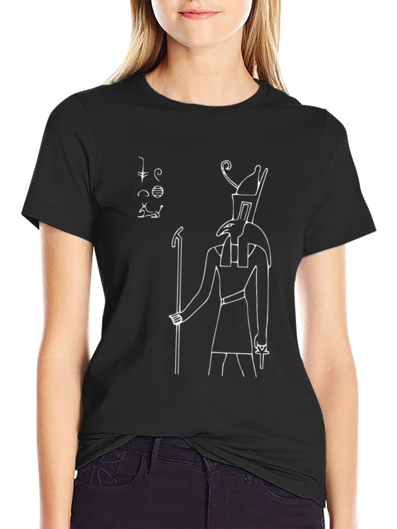 Ancient Egypt Hieroglyph T-Shirt - Black Cotton Tee
