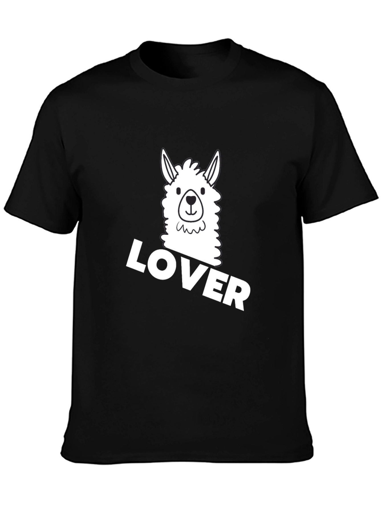 Llama Lover Graphic Tee - Black Cotton T-Shirt