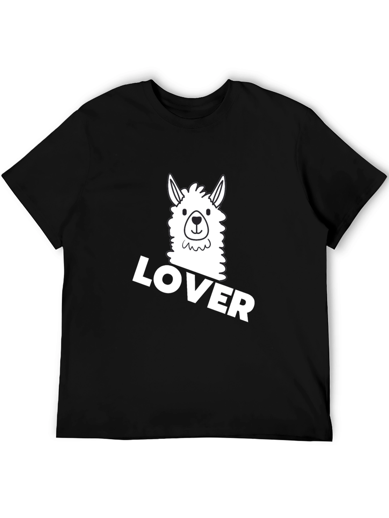 Llama Lover Graphic Tee - Black Cotton T-Shirt