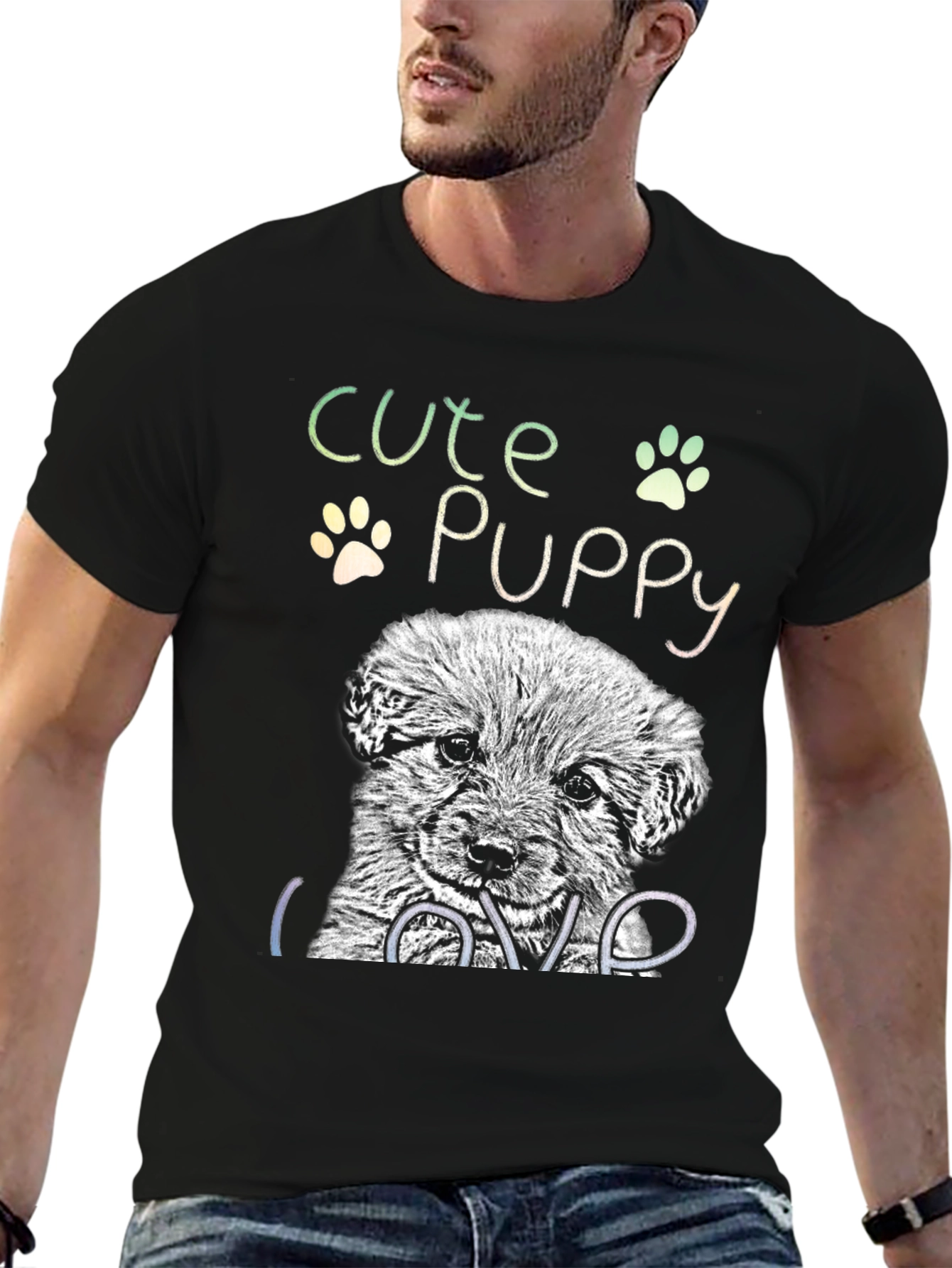 Cute Puppy Graphic T-Shirt - Dog Lover Tee
