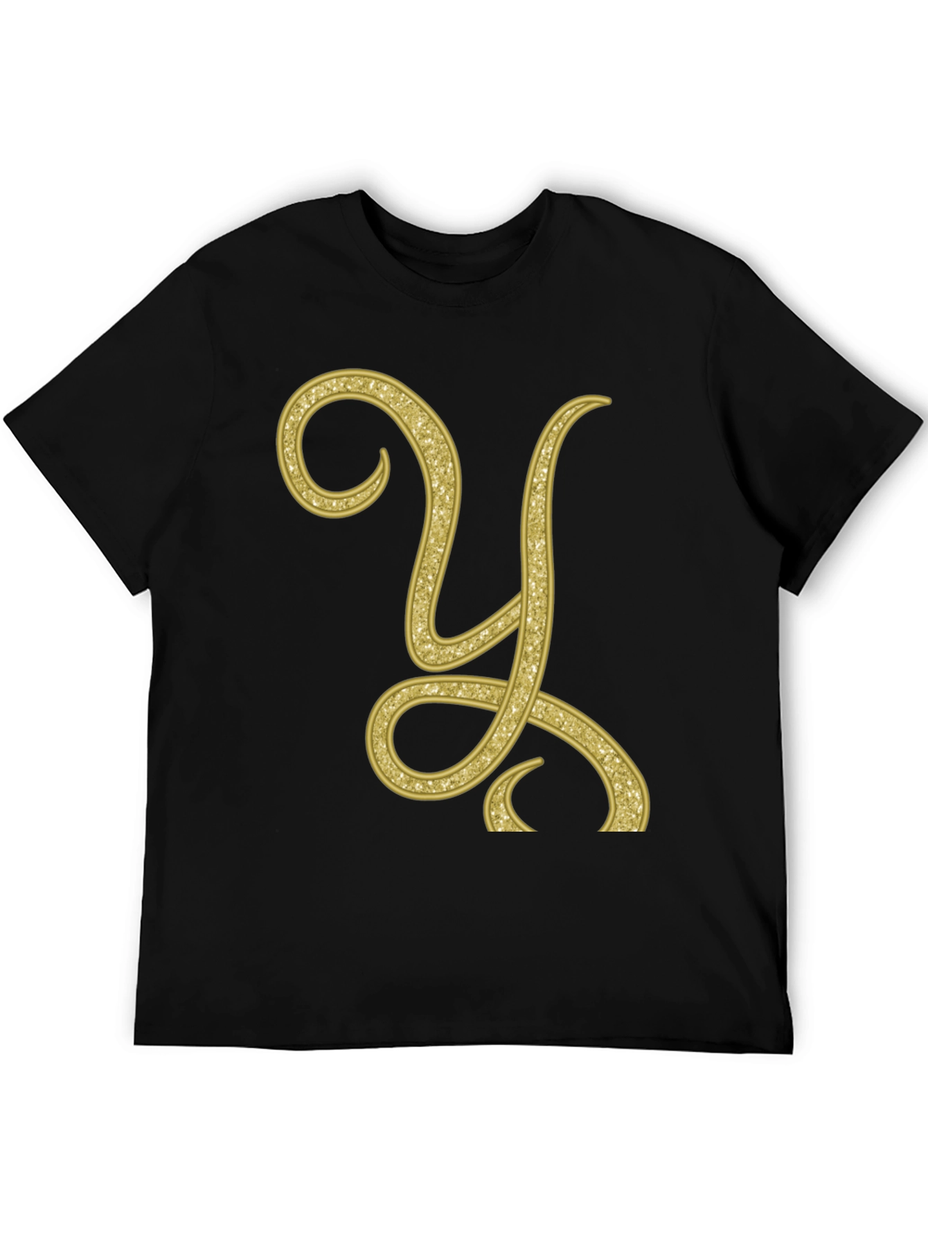 Gold Letter Y Black T-Shirt