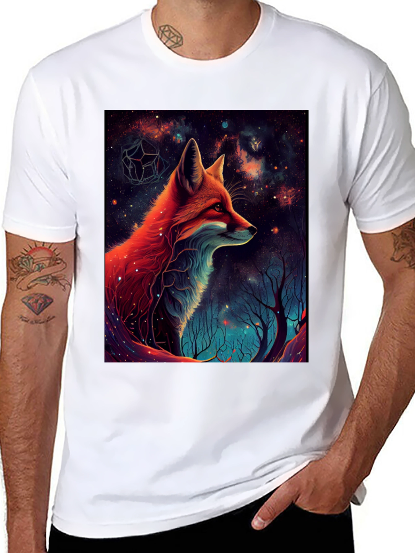 Cosmic Fox Graphic Tee - Mens Black T-Shirt