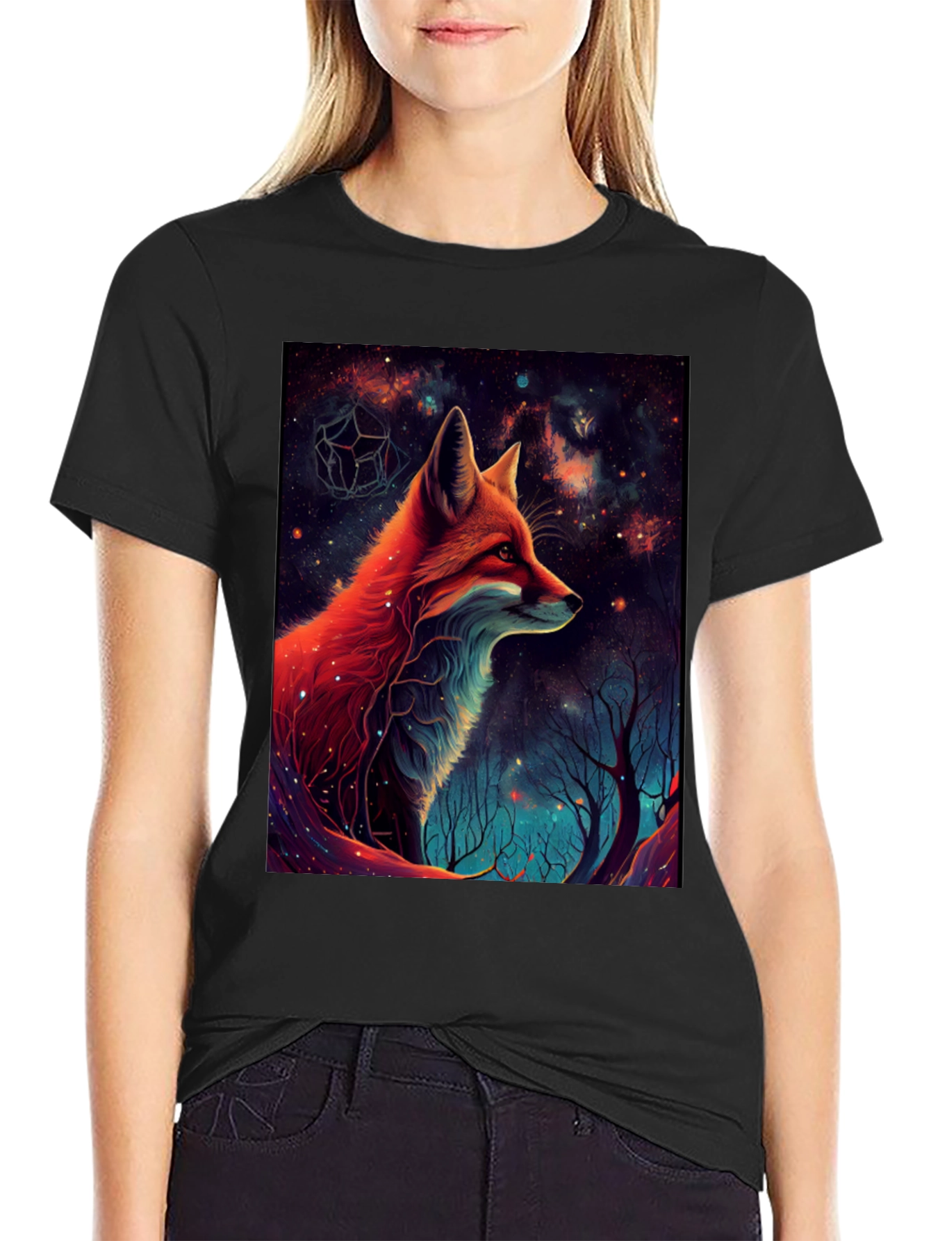 Cosmic Fox Graphic Tee - Mens Black T-Shirt