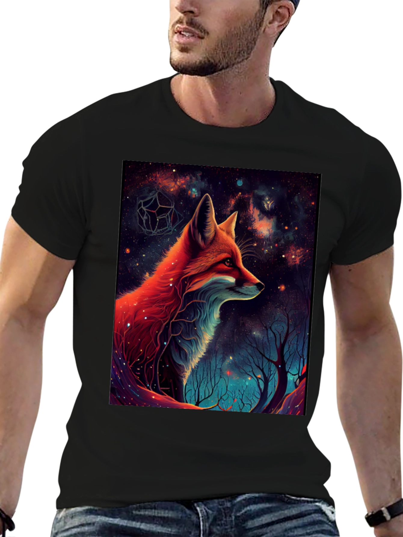 Cosmic Fox Graphic Tee - Mens Black T-Shirt