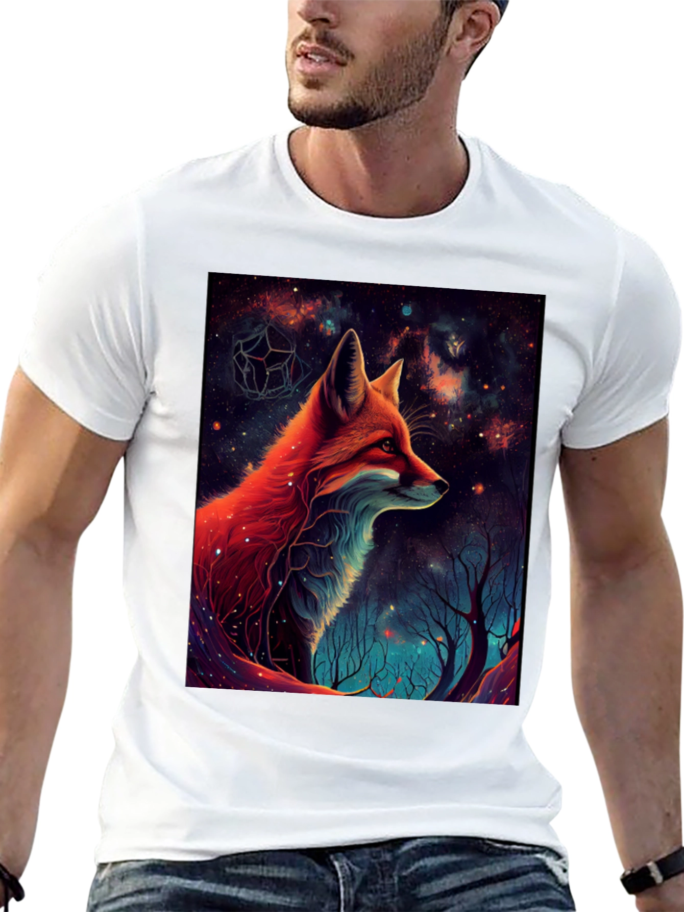 Cosmic Fox Graphic Tee - Mens Black T-Shirt