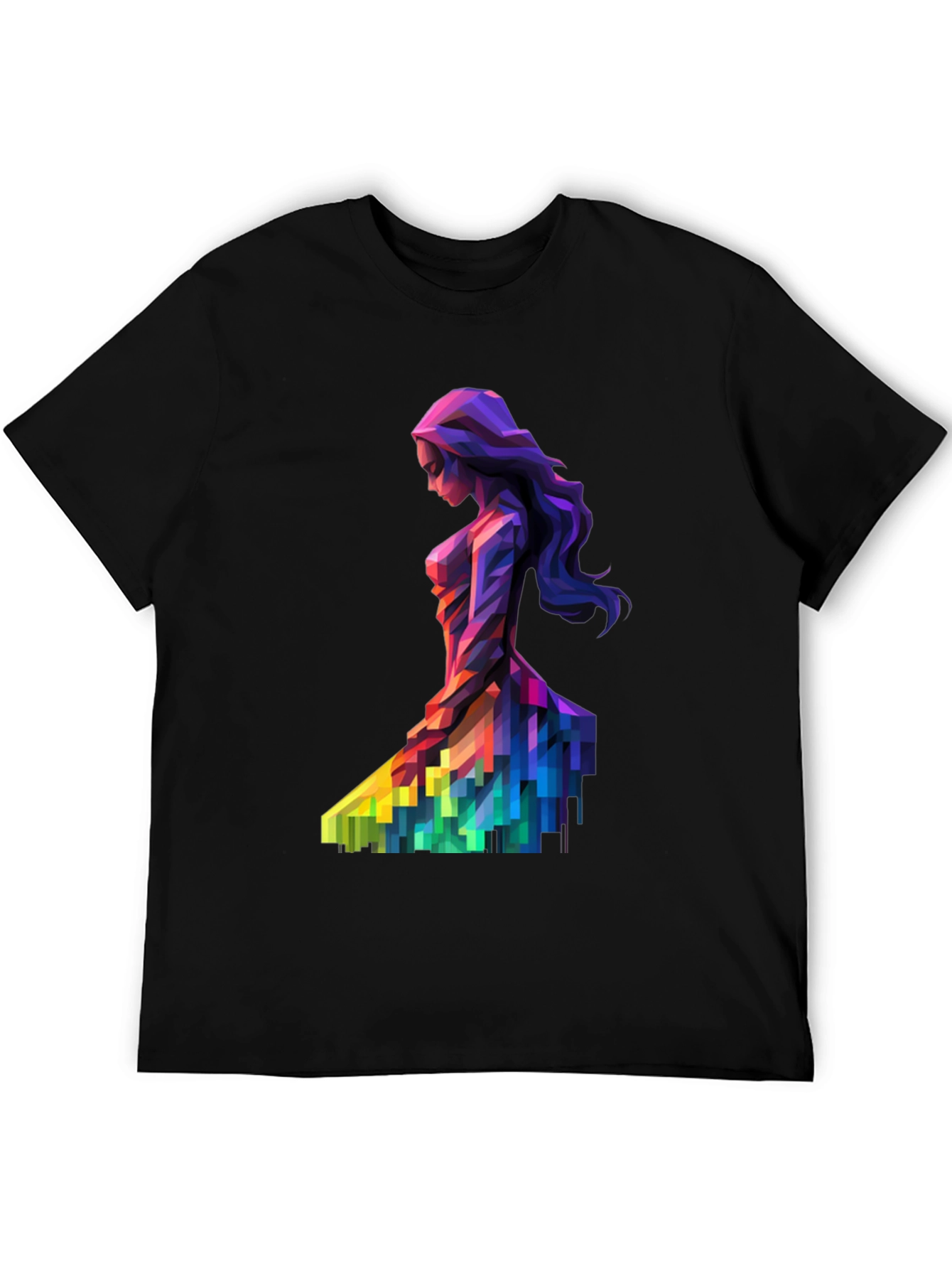 Abstract Geometric Woman Print Black T-Shirt
