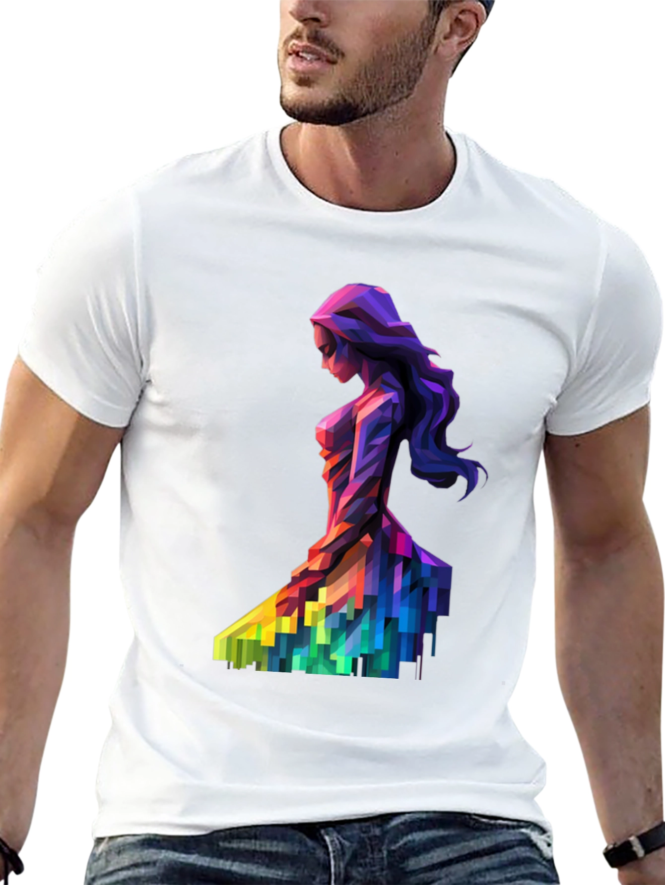 Abstract Geometric Woman Print Black T-Shirt