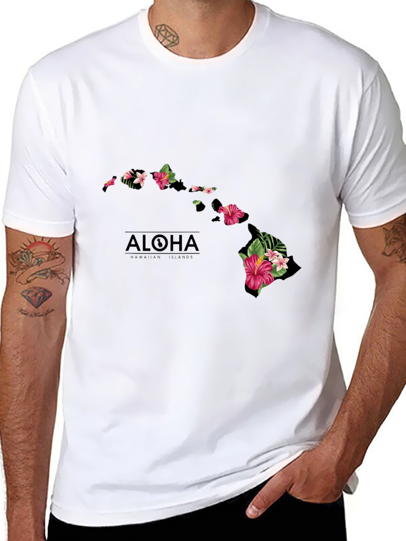 Aloha Hawaiian Islands Map T-Shirt