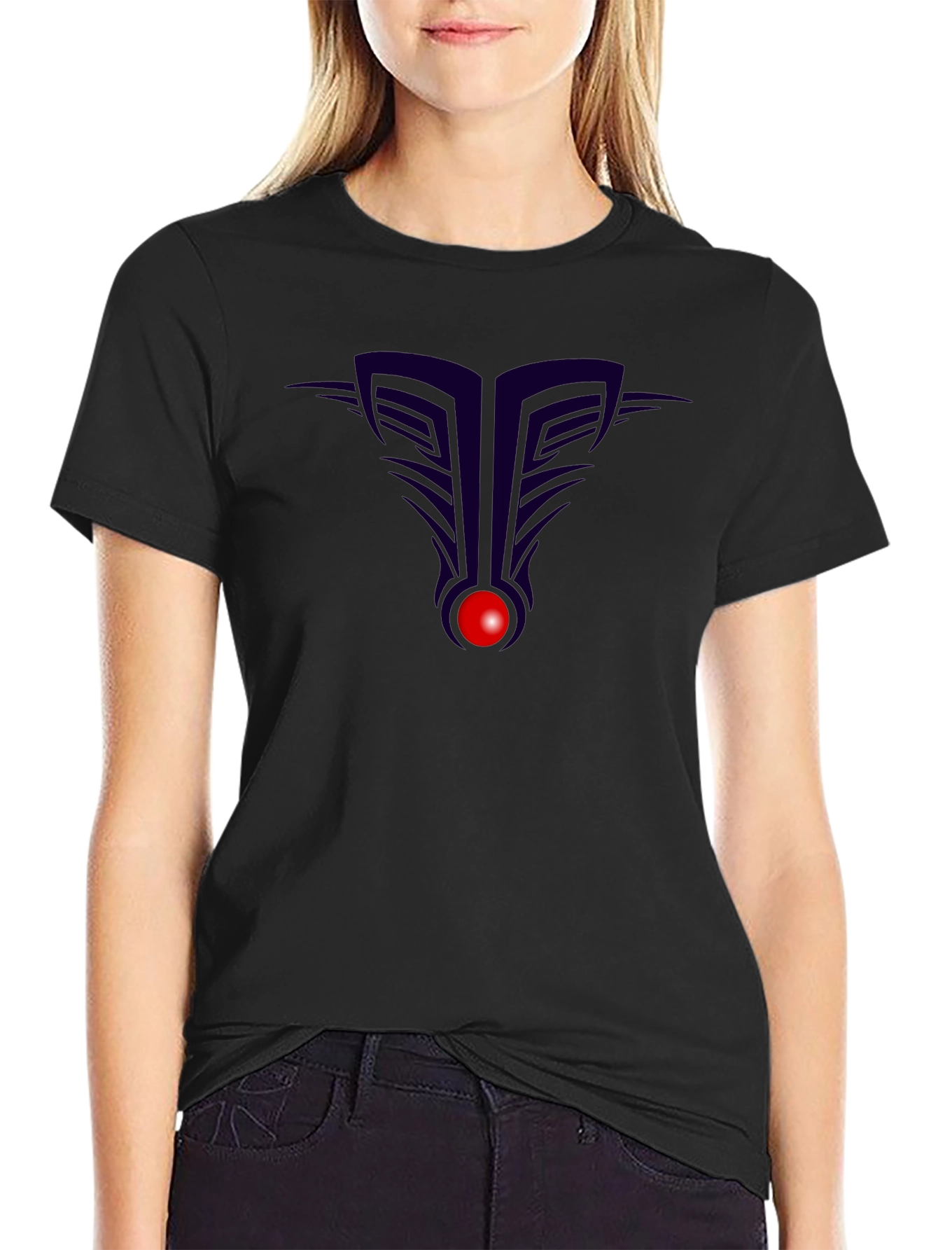 Black T-Shirt with Abstract Graphic Design
