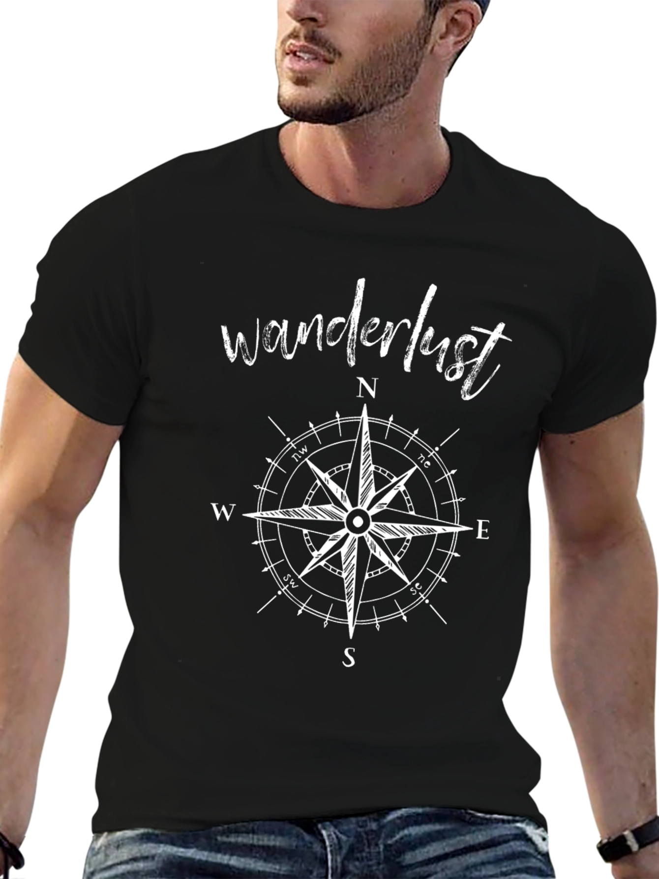 Wanderlust Compass Graphic Tee - Black