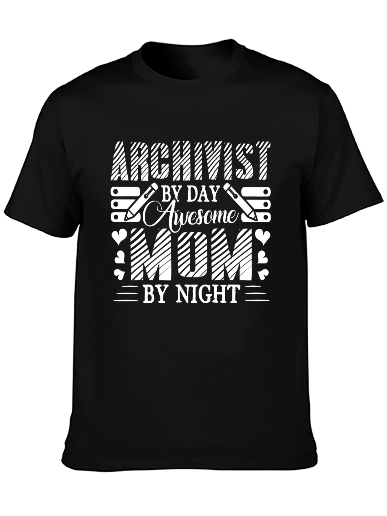 Archivist By Day Awesome Mom By Night Black T-Shirt