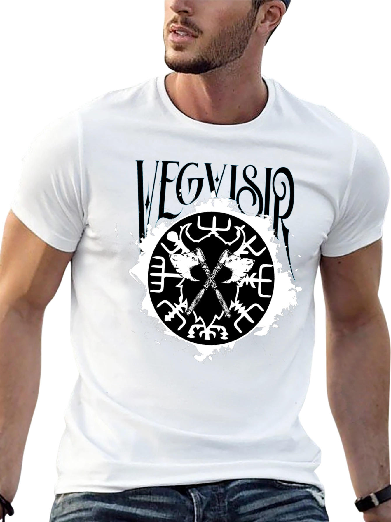 Vegvisir Viking Axe Black T-Shirt