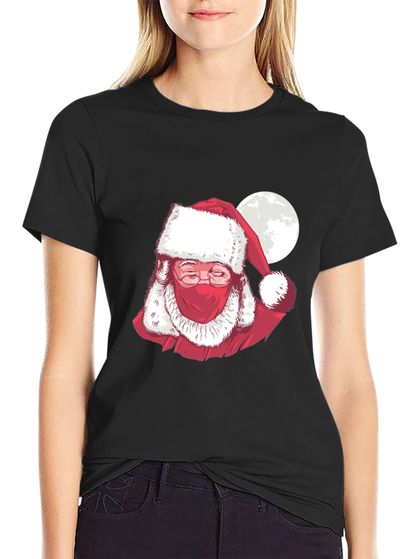Masked Santa Claus Graphic T-Shirt - Holiday Cheer