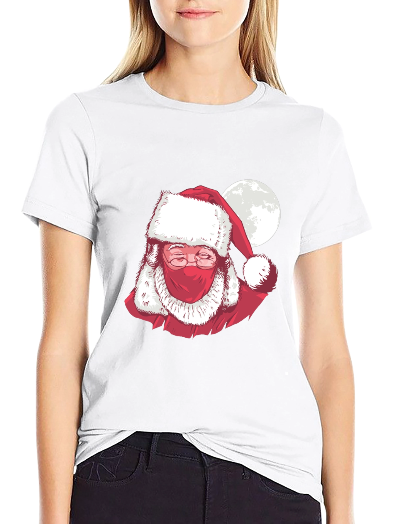 Masked Santa Claus Graphic T-Shirt - Holiday Cheer