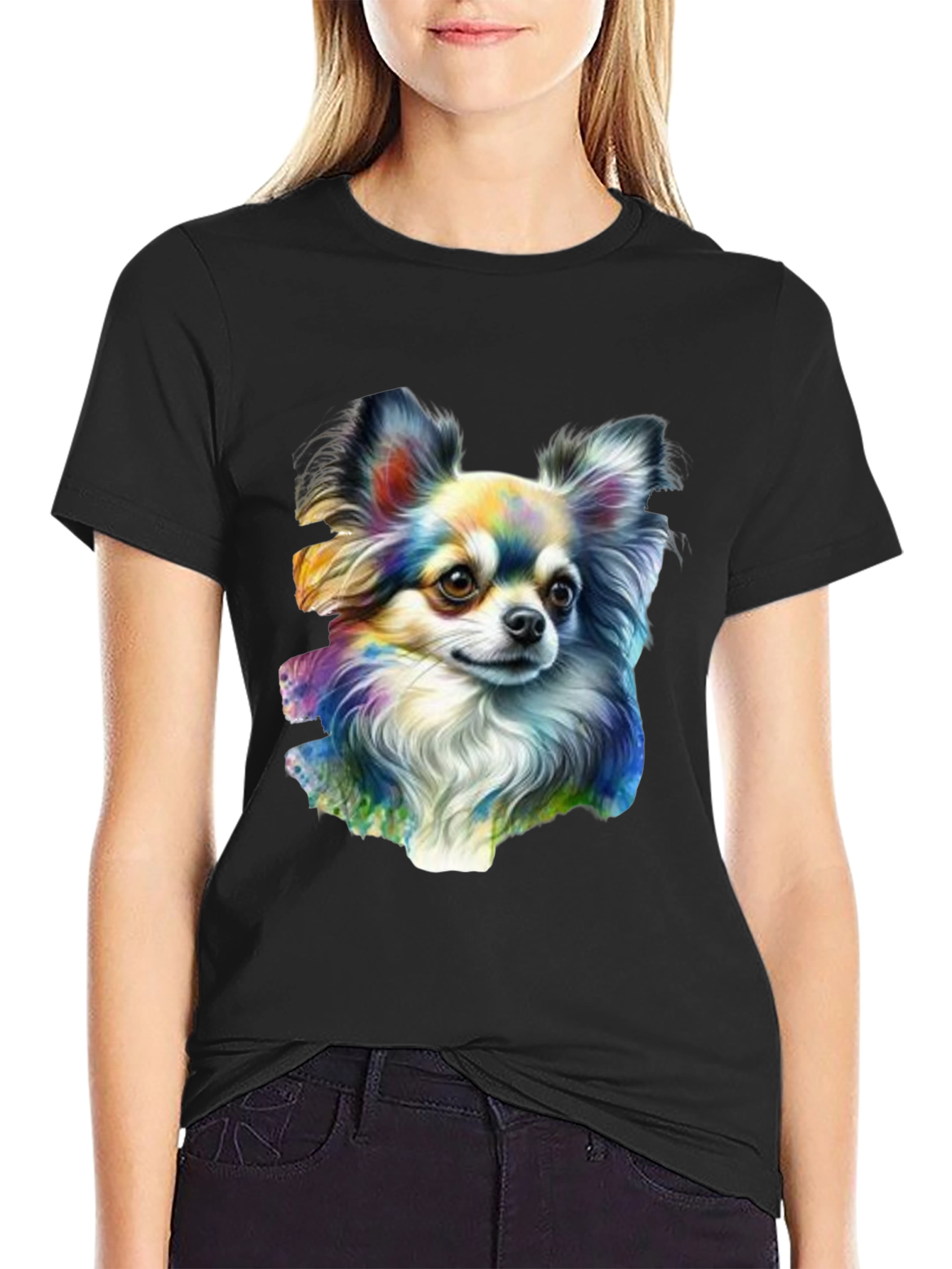 Chihuahua Dog Graphic Black T-Shirt
